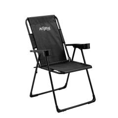 2 Adet Katlanır Kamp Sandalyesi ve Masa Seti - Rest - Taşıma Çantalı - Siyah - 130 KG Taşıma