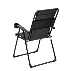 2 Adet Katlanır Kamp Sandalyesi ve Masa Seti - Rest - Taşıma Çantalı - Siyah - 130 KG Taşıma