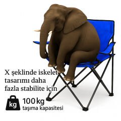 4 Adet Katlanır Kamp Sandalyesi - Piknik Plaj Sandalyesi - (DY.001) - Mavi - Taşıma Çantalı