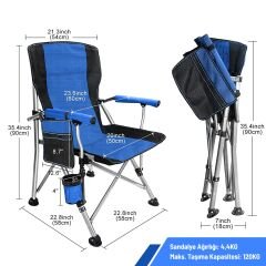 Katlanır Kamp Piknik Sandalyesi - Madfox Roxy - Mavi/Siyah - 546245  - Taşıma Çantalı