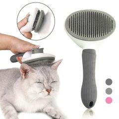 Kedi Tarağı - Otomatik Temizlenen Tuşlu - Gri (8601)