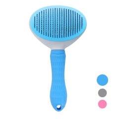 Kedi Tarağı - Otomatik Temizlenen Tuşlu - Mavi (8601)