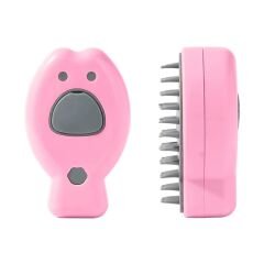 Şarjlı Buharlı Kedi Köpek Tarağı - Yumuşak Silikon Tüy Toplayıcı - Pembe (8675)