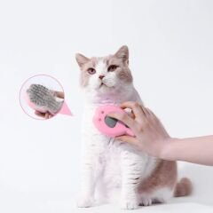 Şarjlı Buharlı Kedi Köpek Tarağı - Yumuşak Silikon Tüy Toplayıcı - Pembe (8675)