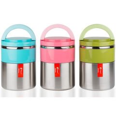 Çiftli Yemek Termosu - Sefer Tası - Inox - Penguen - Mavi (PNG-1302)