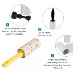 Kedi/Köpek Tüy Toplama Rulosu - D-Pet - Tekli - Sarı (8667)