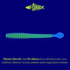 Silikon Sahte Kurt Yem - 2,2g 87mm - Fishack Wormix - Fluo Green - UV Silikon