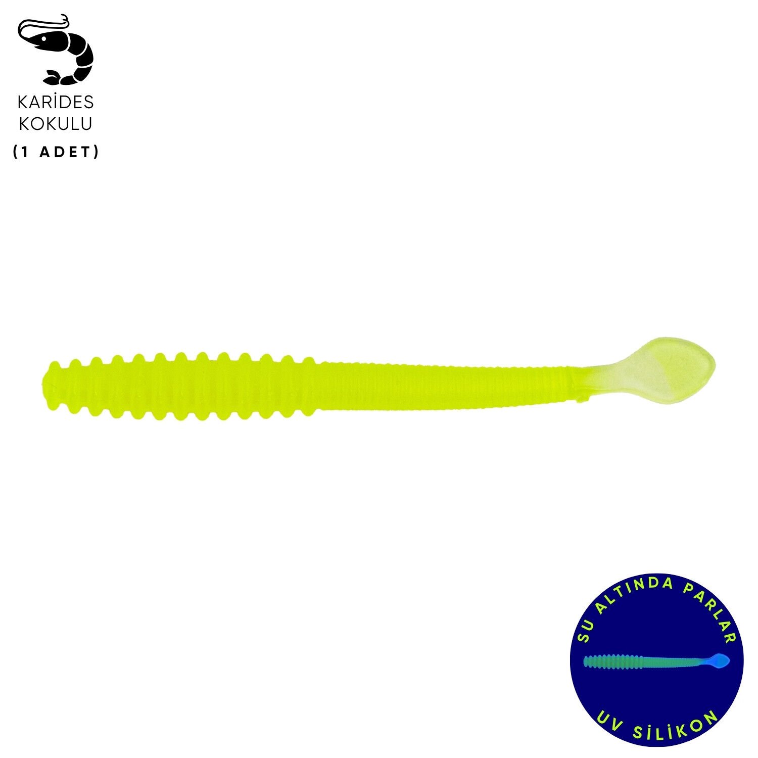 Silikon Sahte Kurt Yem - 2,2g 87mm - Fishack Wormix - Fluo Green - UV Silikon
