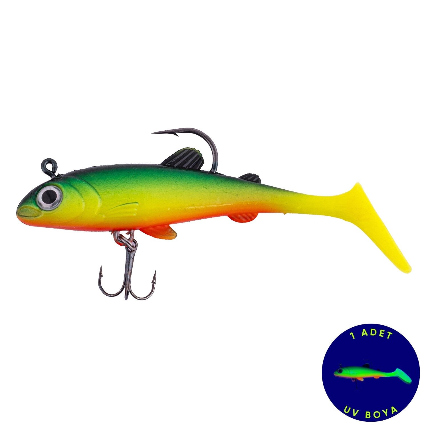 Silikon Sahte Balık - 15g 100mm - Üçlü İğneli - Fishack - UV Boyalı - Liechen
