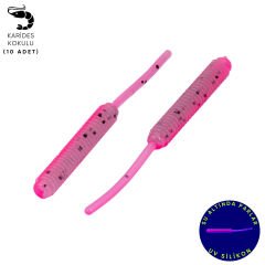 Silikon Kurt Yem - LRF Yem - 1g 52mm - Fishack Wormix - 10 Adet - Pink Gray - UV Silikon