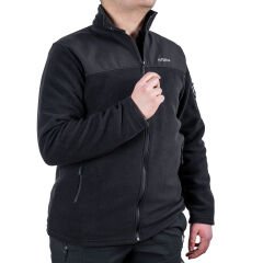 Outdoor Polar Ceket Siyah - Sıcak Tutan Polar - Softshell Omuz - Fermuarlı Cep