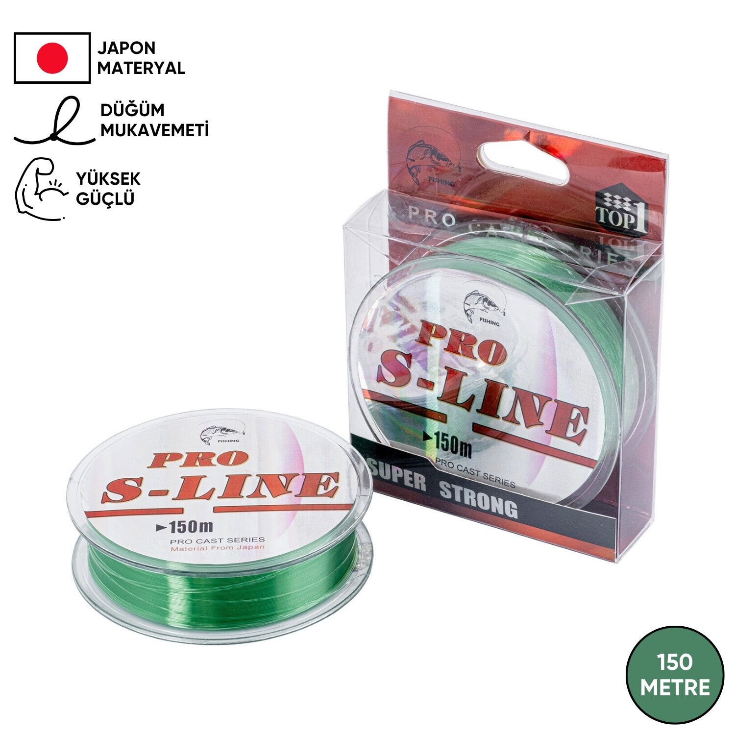 Yeşil Olta Misinası - Japon Materyal - 150 Metre - Pro S-Line - 0,35mm