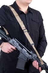 Tüfek Askı Kayışı - Savage - Çift Nokta Yaylı - Tactical - Kum