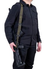 Tüfek Askı Kayışı - Savage - Çift Nokta Yaylı - Tactical - Haki