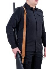 Tüfek Askı Kayışı - Savage - Lüks Deri -Taba