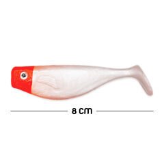 Silikon Sahte Balık Yem - DFT - 8cm - Kırmızı/Beyaz - 5'li Paket (141-3017)