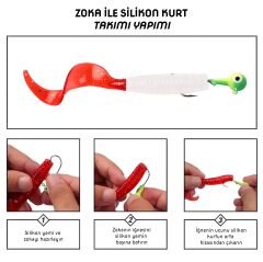 Silikon Kurt Sahte Yem - 95mm - Kırmızı/Beyaz - Yumy (460-O-18095)