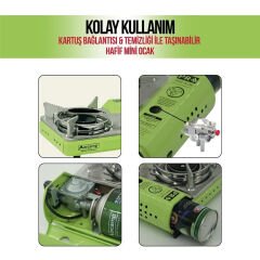 Tekli Çantalı Mini Portatif Ocak - Orcamp - Yeşil (CK-506)