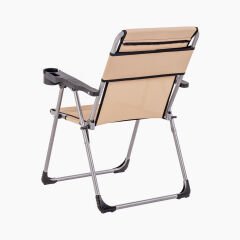 Katlanabilir Piknik ve Kamp Sandalyesi - Bardaklıklı - Rock - Camel (A-13)- 140KG Taşıma