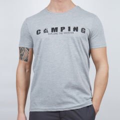 Erkek Tişört - Pamuklu Spor Tişört - Buteo - Gri Melanj (600610)