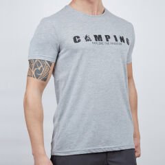 Erkek Tişört - Pamuklu Spor Tişört - Buteo - Gri Melanj (600610)