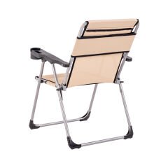 4 Adet Katlanır Kamp Sandalyesi ve Masa Seti - Rock - Bej - Bardaklıklı - 140 KG