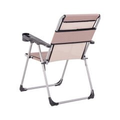 4 Adet Katlanır Kamp Sandalyesi ve Masa Seti - Rock - Kiremit - Bardaklıklı - 140 KG