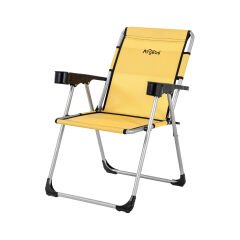 4 Adet Katlanır Kamp Sandalyesi ve Masa Seti - Rock - Hardal - Bardaklıklı - 140 KG