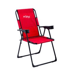 2 Adet Katlanır Kamp Sandalyesi ve Masa Seti - Rest - Kırmızı - 130 KG Taşıma